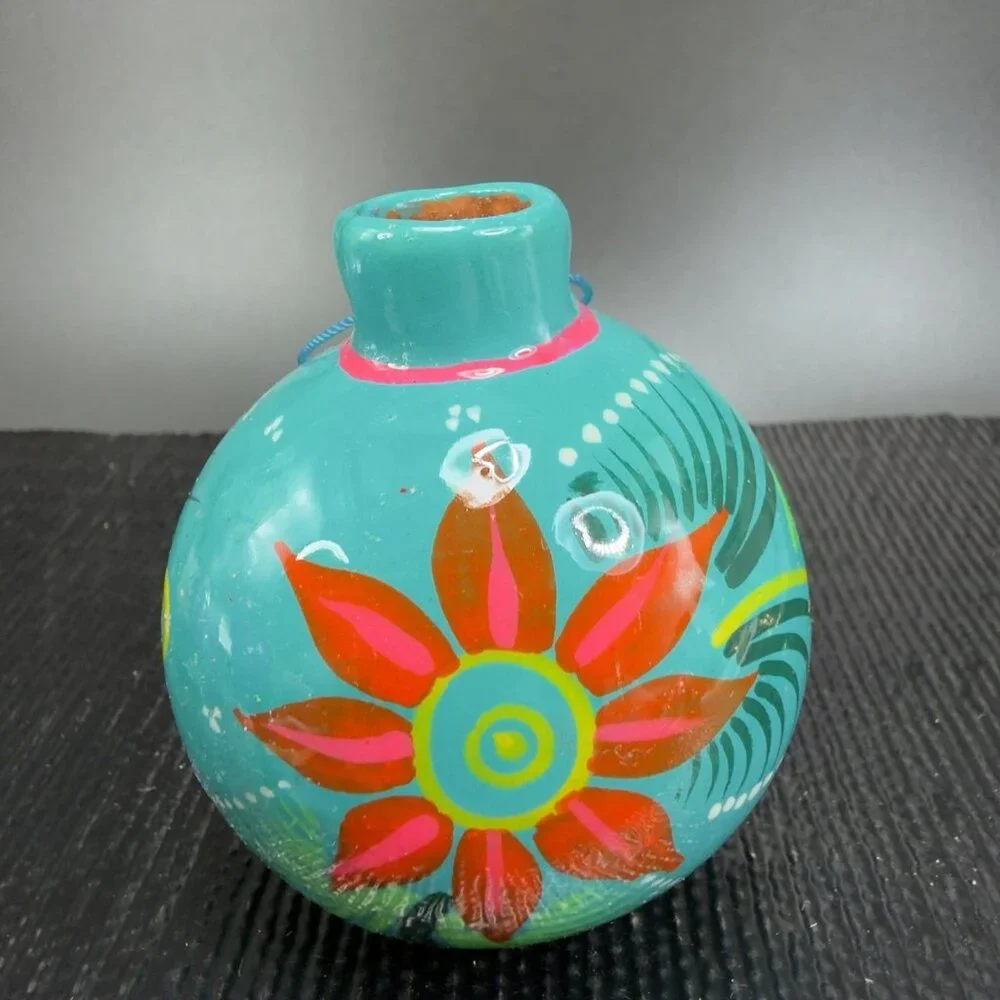 Hand Made Mexican‎ Pottery Redware Ornament Figurine Hanging Decor Mexico VTG
